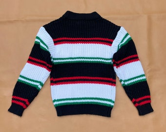 Vintage 90s Striped Chunky Knit Sweater—Boundary Waters—Size 8/10