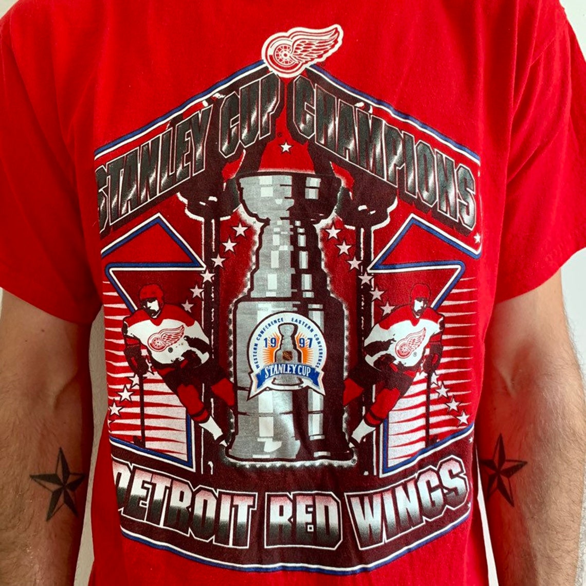 Vintage Detroit Red Wings Tshirt 1997 Stanley Cup Champions Etsy
