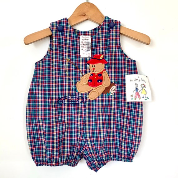 NWT Vintage Baby Romper from Jacobson’s, Plaid Sl… - image 1