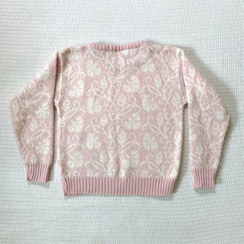 Vintage 80s Womens Pink and White Floral Pattern Acrylic - Etsy