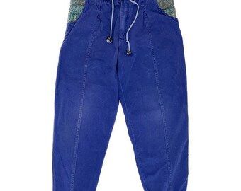 Vintage 90s Body Glove Jogger Pants—Blue Drawstring Boys Zubaz Pants—Kids 10/12