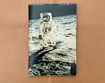 Vintage Science Service Moon Book, 1971, Homeschool Educational Stamps