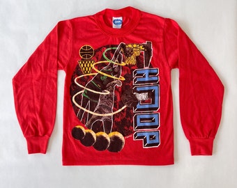 Vintage 90s PCA Basketball Red Long Sleeve Graphic Tee—Youth 10