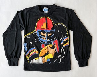 Vintage 90s PCA Football Black Long Sleeve Graphic Tee—Youth 10
