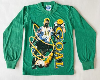 Vintage 90s PCA Green Soccer Long Sleeve Graphic Tee—Youth 10