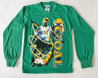 Vintage 90s PCA Green Soccer Long Sleeve Graphic Tee—Youth 10