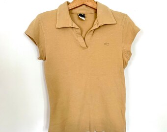 Vintage 2000s O’Neill Polo Top, Beige Short Sleeve Collared Shirt, Size Medium