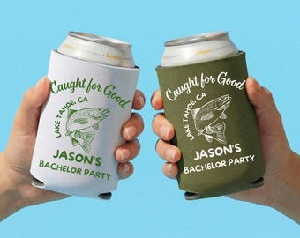 Bachelor Party Can Cooler, Caught for Good Cooler, Fishing Bachelor Weekend Favor, Custom Bachelor Trip Gift