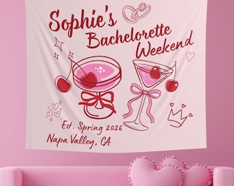 Banner vrijgezellenfeest, aangepaste achtergrond naam bruid, Bach-weekenddecoratie, bord vrijgezellenfeest