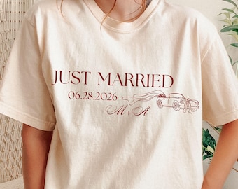Just Married Shirt | Newlywed Couple Shirt | Personalized Wedding Shirt | Honeymoon Travel Tee | Custom Mr & Mrs Shirt