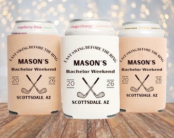 Golf Bachelor Party Can Cooler, Last Swing Before the Ring Favor, Groomsmen Golf Party Cooler, Bachelor Golf Trip Favor
