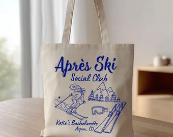 Borsa tote per addio al nubilato dopo lo sci / Regalo per damigella d'onore per weekend sugli sci / Borsa tote per viaggio invernale tra ragazze / Bomboniera personalizzata / Borsa a tema Aspen Mountain
