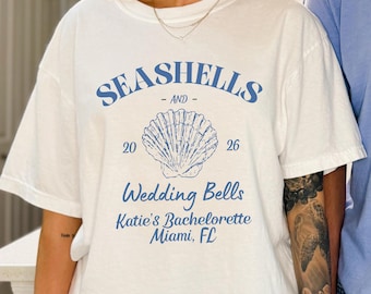 Küsten Bachelorette Shirt, Muscheln Hochzeit Glocken Braut Party Shirt, Strand Bach Reise Outfit