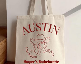 Austin Last Rodeo-tygväska, västerländsk möhippa, cowgirl-festgåva, anpassad Bach-resa-present, personlig Austin Bach-väska