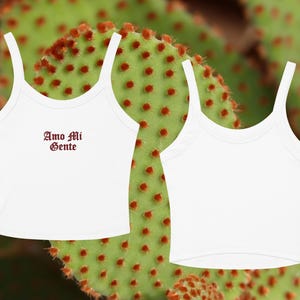 Amo Mi Gente Shirt, Women’s Micro-rib Midlength Cropped Tank Top, Latina Owned Shop