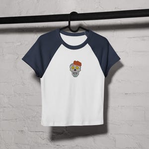 Camiseta raglán de canalé fino para mujer