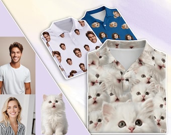 Benutzerdefiniertes Gesichts-Poloshirt für Golfer, personalisiertes Gesichts-Foto-Poloshirt, Geschenk zum Vatertag
