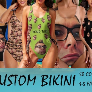Custom Bride Face Swimsuit: Personalized Photo One Piece Swimsuits, Bachelorette Gift, Valentine's Day gift