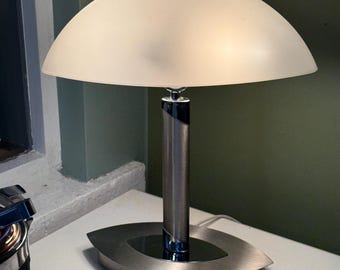 Tafellamp chroom en mat – modernistisch paddenstoellicht – vintage jaren 80/90
