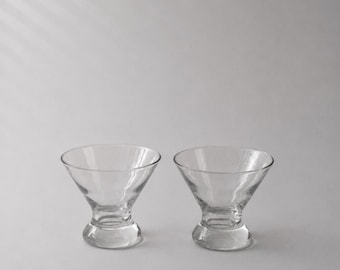 Taças de martini vintage sem haste / conjunto de 2 / meados do século