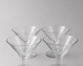 Conjunto de Taças de Martini Vintage – Haste Curta, Estilo Meados do Século (Conjunto de 4)