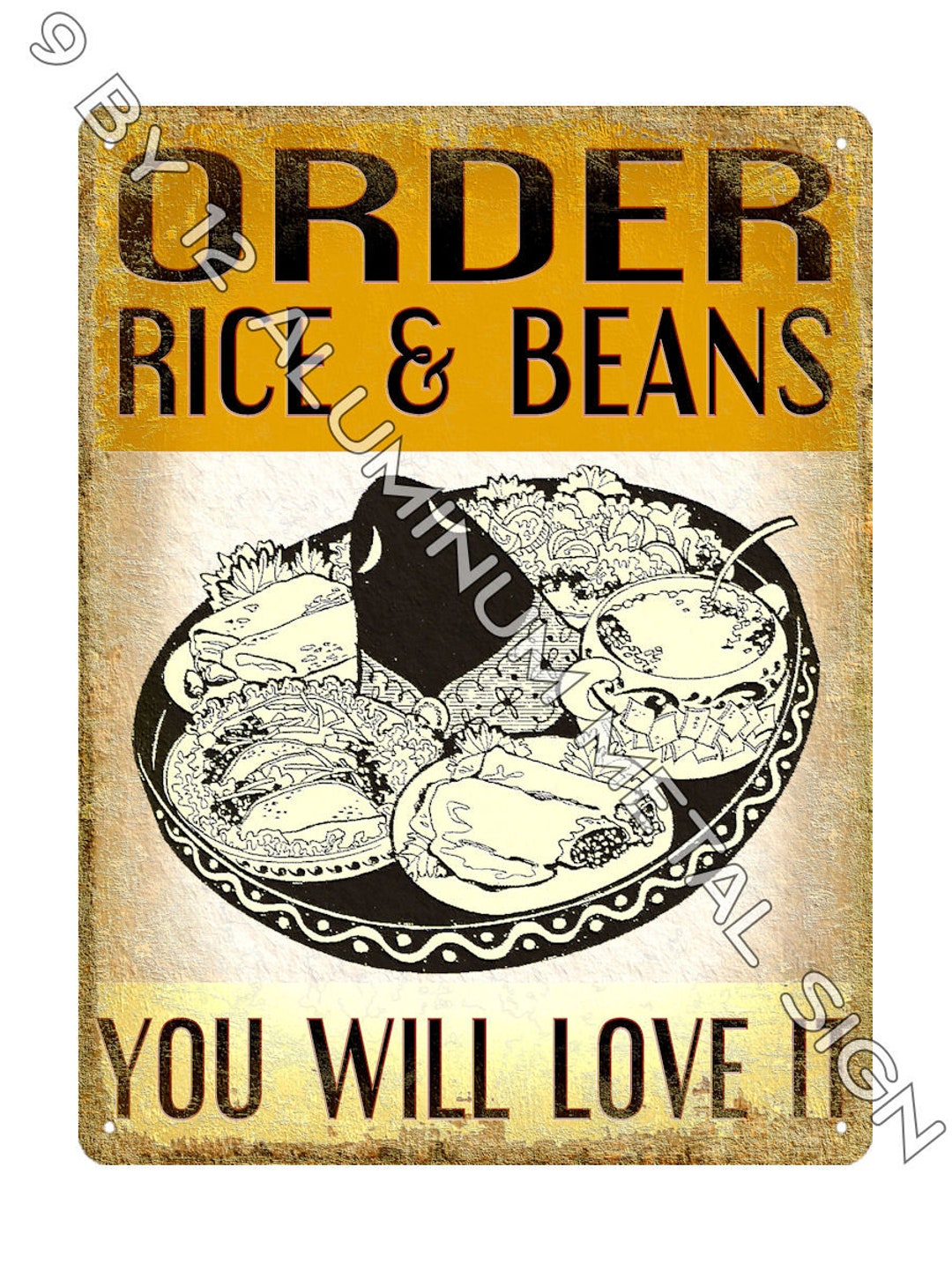 Rice and Beans Tacos Mexican Food METAL SIGN Mexican Restaurant Deli ...