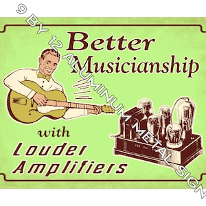 Funny LOUD Guitar Amplifier Metal SIGN Vintage style art Tube Amp Head Kit Chassis Speakers