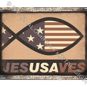 70's Jesus Saves fish METAL SIGN great gift for church Vintage style wall decor art 653
