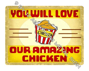 Kentucky Chicken METAL SIGN great gift for southern deli diner restaurant wall decor or funny home kitchen art 241