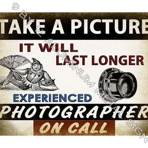 Photographer on call funny METAL SIGN great gift for professional photagraphy business retro style studio wall decroration art 230