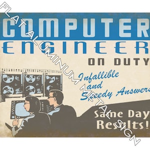 Computer Nerd Engineer On Duty METAL SIGN Engineering Software Hardware Firmware Design office wall decor