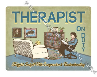 Therapist On Duty Sign Female Psychology Therapy Clinic Office Exam Counselor Ofice Decoration Gift retro vintage style art