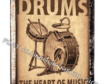 Drums METAL SIGN funny drummer gift vintage style music studio wall decor art 001