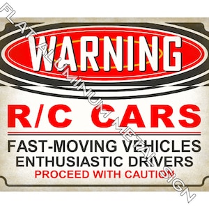 WARNING rc cars funny METAL SIGN Radio control racing model cars great gift for garage wall decor
