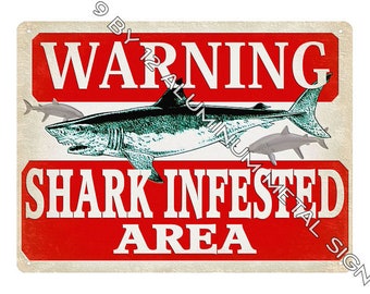 Beware Of Hammerhead Shark Rustic Sign SignMission Classic Plaque Decoration 
