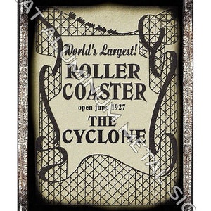 Coney Island The Cyclone 1927 Roller Coaster METAL SIGN Gift Vintage Style Wall Decor 304