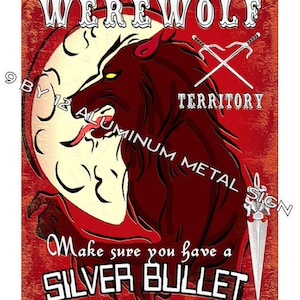 Werewolf funny METAL SIGN Awesome gift for horror fans teen wall decor art 734
