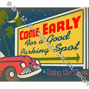Movie theater decorations Metal SIGN Vintage style Wall Art drive in theater