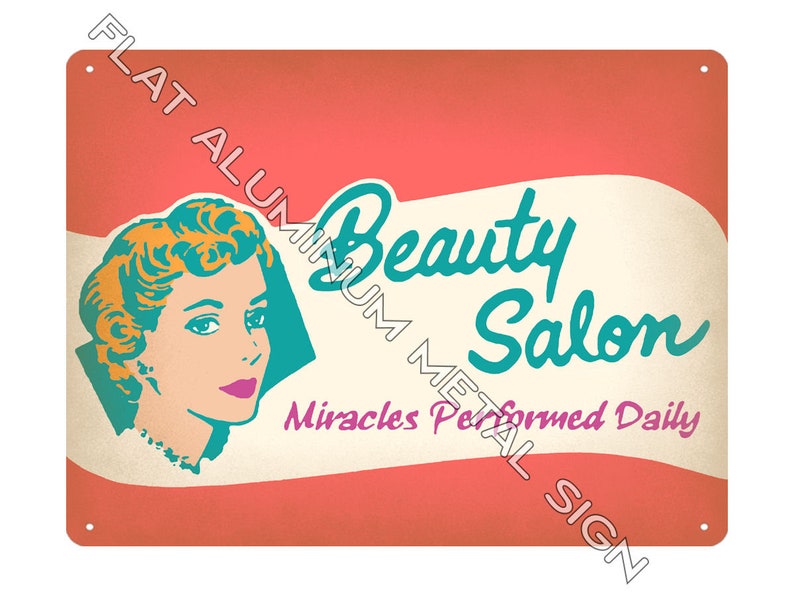 Beauty Shop METAL SIGN hair stylist gift for nail salon wall decor art image 1