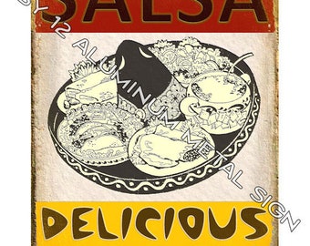 SALSA Mexican restaurant METAL SIGN funny gift Spanish vintage style Kitchen wall decor art 586