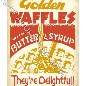 Waffles Breakfast Diner Restaurant decorations METAL SIGN retro kitchen decor