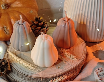 Kürbis Kerze aus Rapswachs – Duftkerze Herbstdeko / 2 diseños / Vela de calabaza