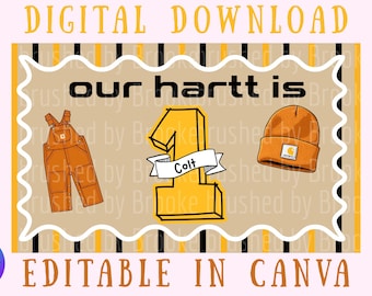 Plantilla de banner "Nuestro Corazón es Uno" / Descarga digital / Maqueta de cumpleaños