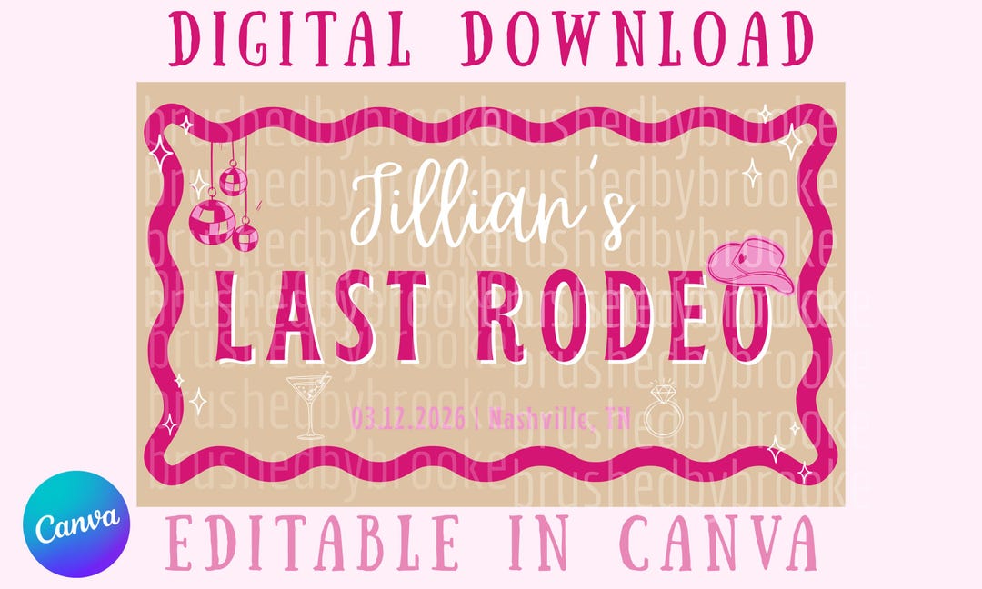 Last Rodeo Banner Template | Digital Download | Bachelorette Mockup - Etsy