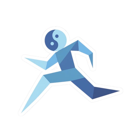Yin-Yang Athlete Sticker | Geometric Blue Vinyl Decal