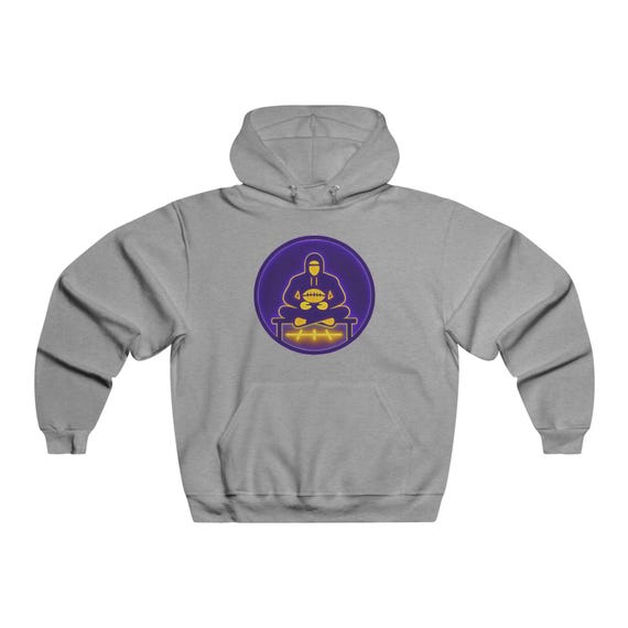 Mindful Quarterback Hoodie | Purple & Gold | Breathe Believe Ball | Sports Meditation Sweatshirt