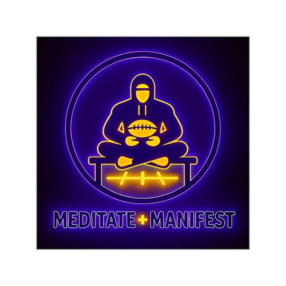 Mindful Quarterback Vinyl Sticker | Purple & Gold Meditate + Manifest | Sports Meditation Decal