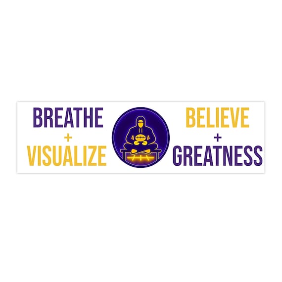 Mindful Quarterback Bumper Sticker | Purple & Gold | Meditation Mindfulness Sports Mantra | Motivational Car Decal
