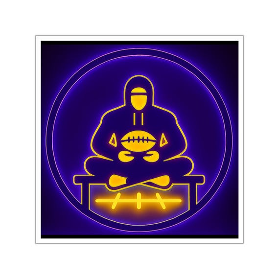 The Mindful Athlete® Football Vinyl Sticker | Purple & Gold Meditate + Manifest | Sports Meditation Decal