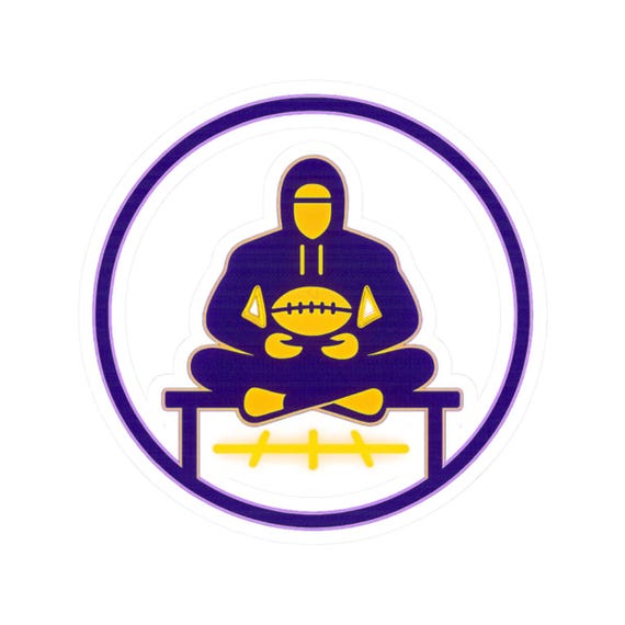 Mindful Quarterback Kiss-Cut Sticker | Purple & Gold | Sports Meditation Decal